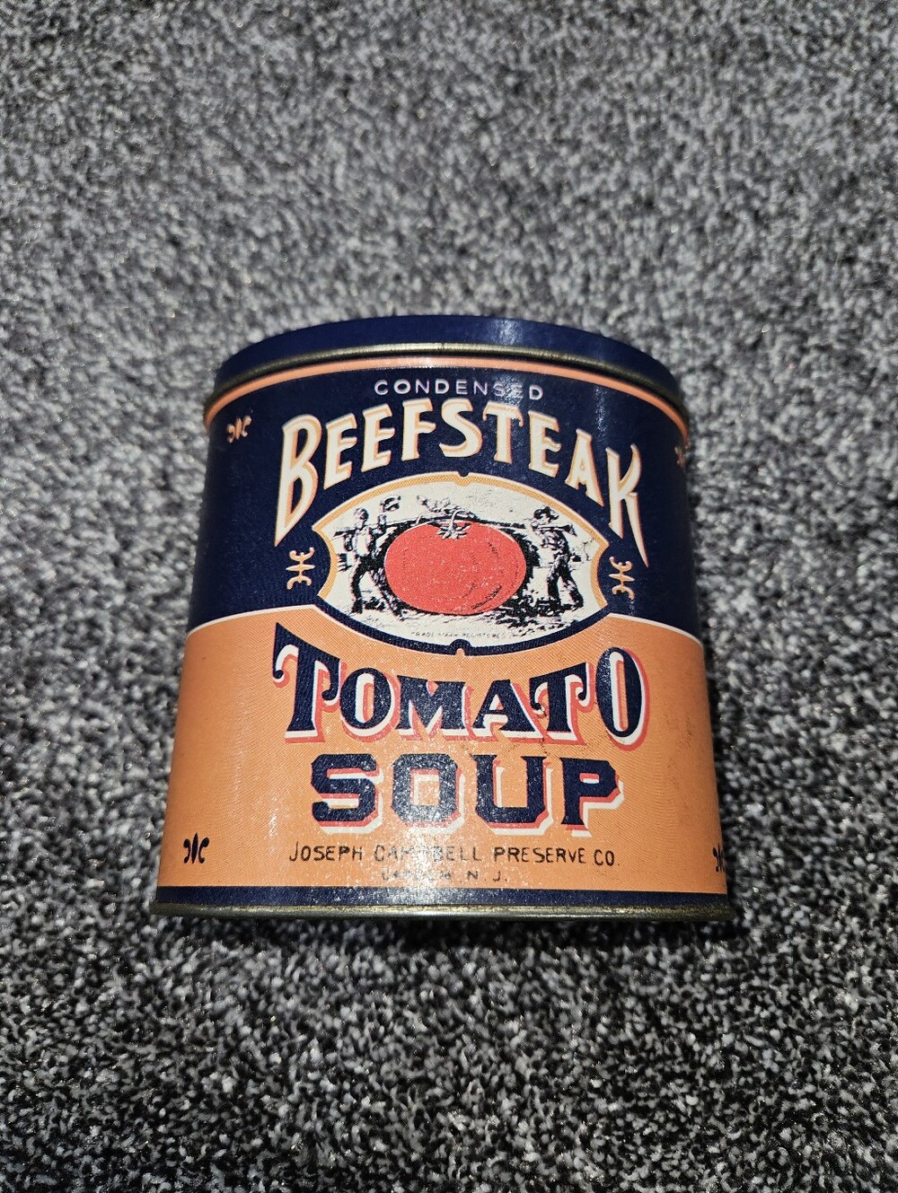 Beefsteak Tomato Soup Vintage-Style Tin Can - Blue & Orange